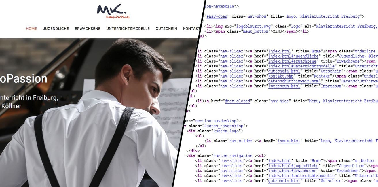 Quelltext, Seite Webdesign